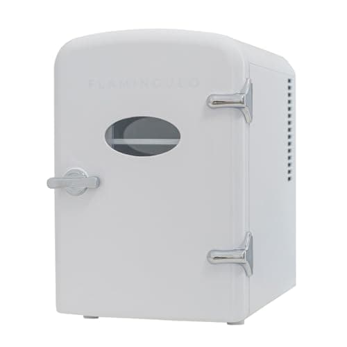 Flamingueo Mini Frigo - Petit Frigo 4L, Frigo 12V/220V, Fonction Chaud et Froid — Blanc