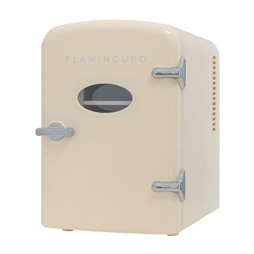 Flamingueo Mini Frigo - Petit Frigo 4L, Frigo 12V/220V, Fonction Chaud et Froid — Beige