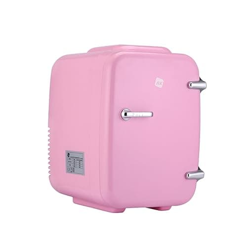 NK Mini réfrigérateur portable 4 litres, fonctionnement 12 V-220 V, pour cosmétiques et rafraîchissements — Pink