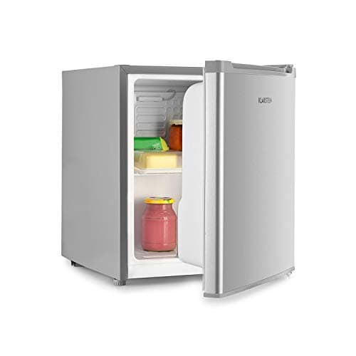 KLARSTEIN Petit Frigo de Chambre Silencieux 5-15°C pour Cosmétique et Boissons, Étagères Réglables, Camping — Argent Neo