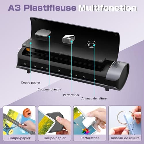 Orthland A3 Machine à Plastifier 30 Pochettes Thermique Froid École Bureau Famille