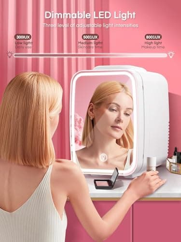 FOHERE Mini Frigo de Chambre 5L 6 Canettes, Glacière Beauté avec Fonction Chaud et Froid, Ideale pour Voyages et Soins d