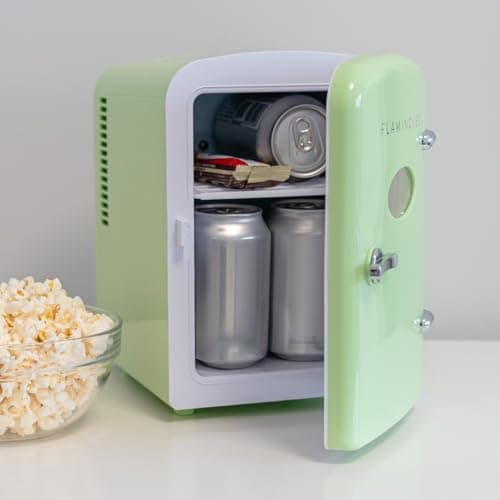 Flamingueo Mini Frigo - Petit Frigo 4L, Frigo 12V/220V, Fonction Chaud et Froid