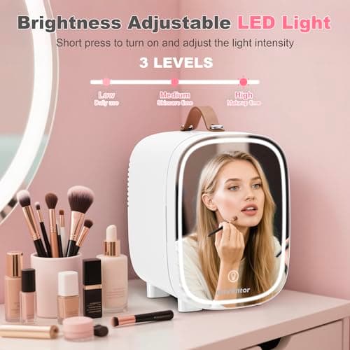 Enventor Mini Frigo 4L/6 canettes pour chambres cosmétiques chauffant et rafraîchissant chaud et froid LED miniature