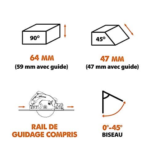 Evolution Power Tools R185CCSX Scie Circulaire 185mm 230V - Coupe Bois Métal Plastique - Avec Rail 1020mm - Adaptateur d