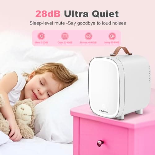 Enventor Mini Frigo 4L/6 canettes pour chambres cosmétiques chauffant et rafraîchissant chaud et froid LED miniature