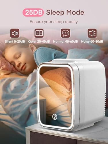 FOHERE Mini Frigo de Chambre 5L 6 Canettes, Glacière Beauté avec Fonction Chaud et Froid, Ideale pour Voyages et Soins d
