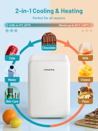 Réfrigérateur Portable VINATO Mini 4L, Idéal pour Voyage et Bureau, Réfrigération et Chauffage, Cadeau Original