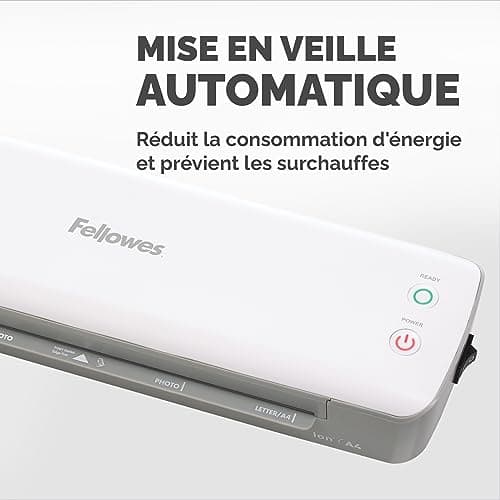 Fellowes Plastifieuse Ion A4 10 Feuilles 80-125 Microns 30 cm/min 4 Min Chauffe Arrêt Auto Mode Veille Maison Bureau Loi
