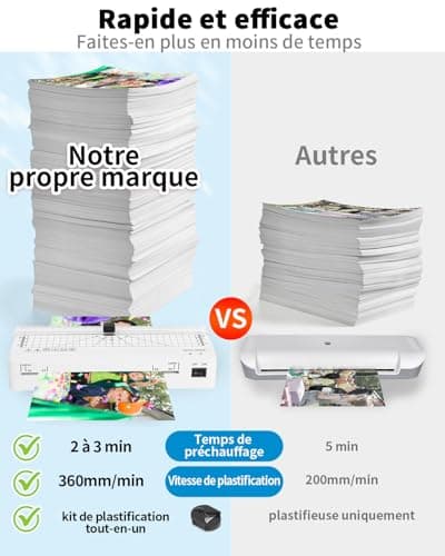 Plastifieuse A4 Chauffage Rapide Pochettes A4/A5/A6 Maison Bureau École