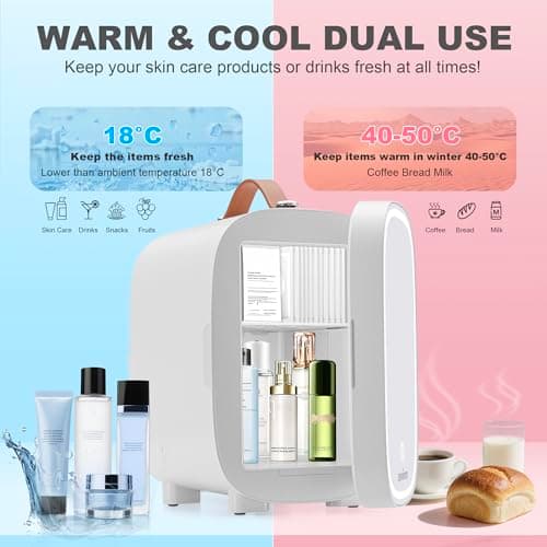 Enventor Mini Frigo 4L/6 canettes pour chambres cosmétiques chauffant et rafraîchissant chaud et froid LED miniature