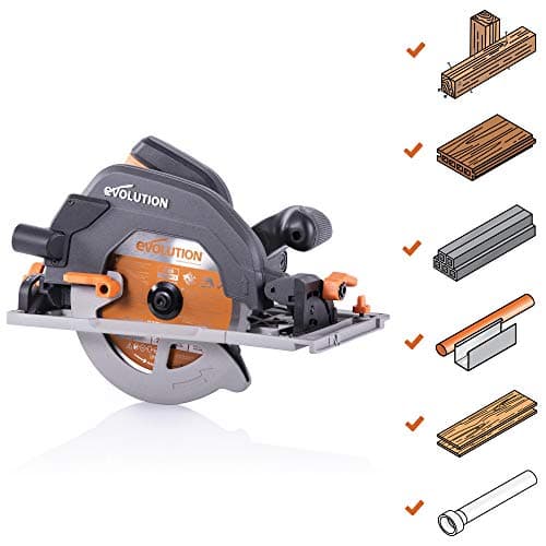Evolution Power Tools R185CCSX Scie Circulaire 185mm 230V - Coupe Bois Métal Plastique - Avec Rail 1020mm - Adaptateur d
