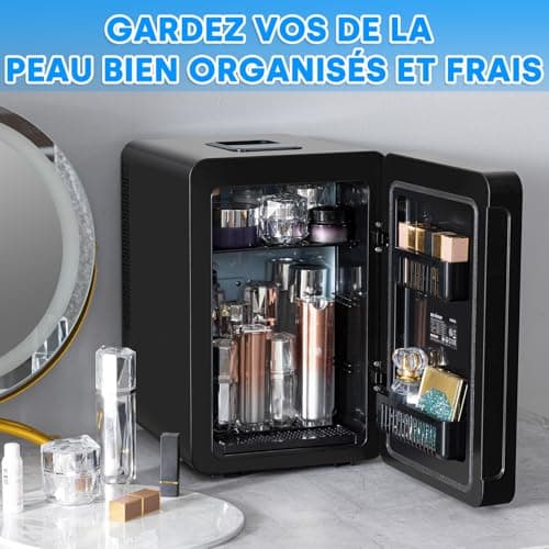 Enventor Mini Frigo 15 Litres, Petit Frigo Portable pour Cosmétiques, Bureau et Voiture