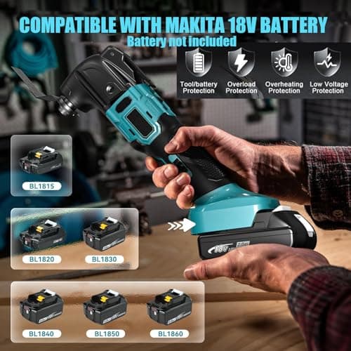 Outil Multifonction Oscillant Makita 18V Batterie Sans Fil, 6 Vitesses Variables, 23 Accessoires pour Découpage Grattage