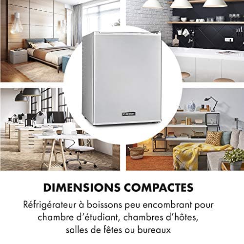 KLARSTEIN Petit Frigo de Chambre Silencieux 5-15°C pour Cosmétique et Boissons, Étagères Réglables, Camping