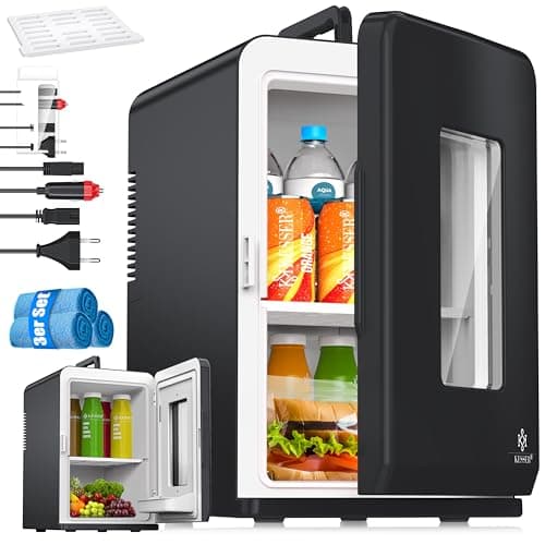 KESSER® Mini réfrigérateur 2 en 1 pour Voyageurs | Glacière portable | Capacité de 15 litres avec Fonction de Chauffage — Noir