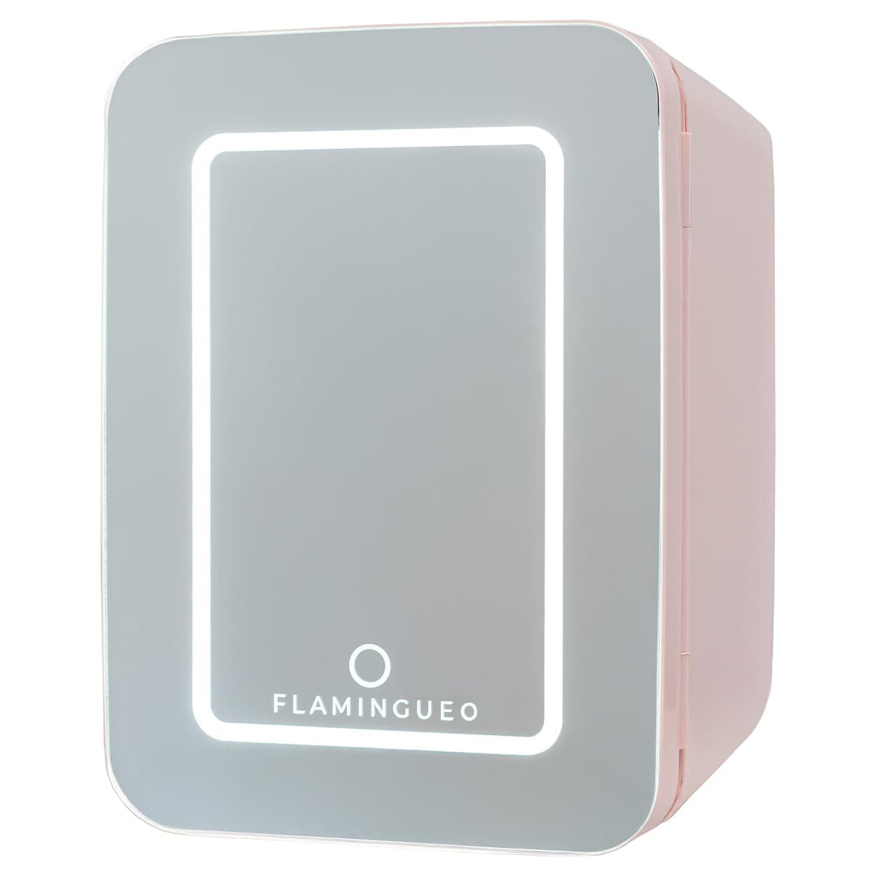 Flamingueo Mini Frigo 10L - Petit Frigo avec Miroir et LED, 12V/220V, Frigo de Chambre Fonction Chaud et Froid