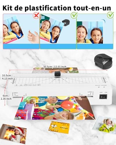 Plastifieuse A4 Chauffage Rapide Pochettes A4/A5/A6 Maison Bureau École