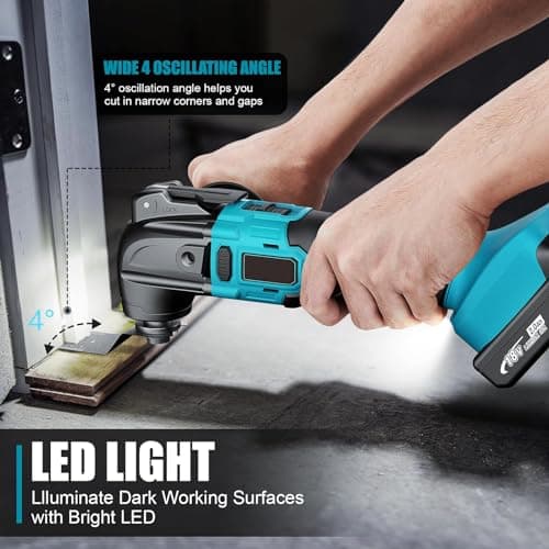 Outil Multifonction Oscillant Makita 18V Batterie Sans Fil, 6 Vitesses Variables, 23 Accessoires pour Découpage Grattage