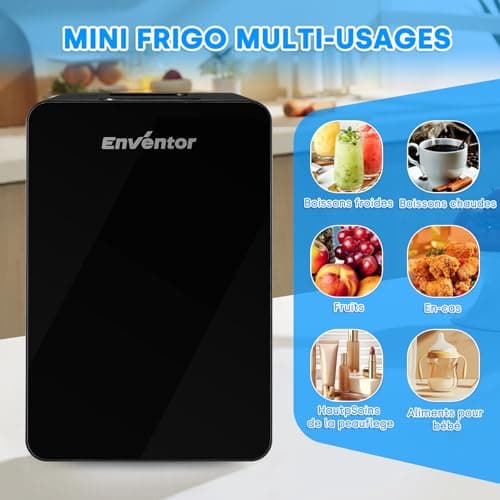 Enventor Mini Frigo 15 Litres, Petit Frigo Portable pour Cosmétiques, Bureau et Voiture