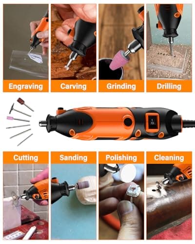 Outils Rotatifs Multifonction 200W, kit outil rotatif pour professionnels, 135 accessoires inclus, 6 vitesses réglables,