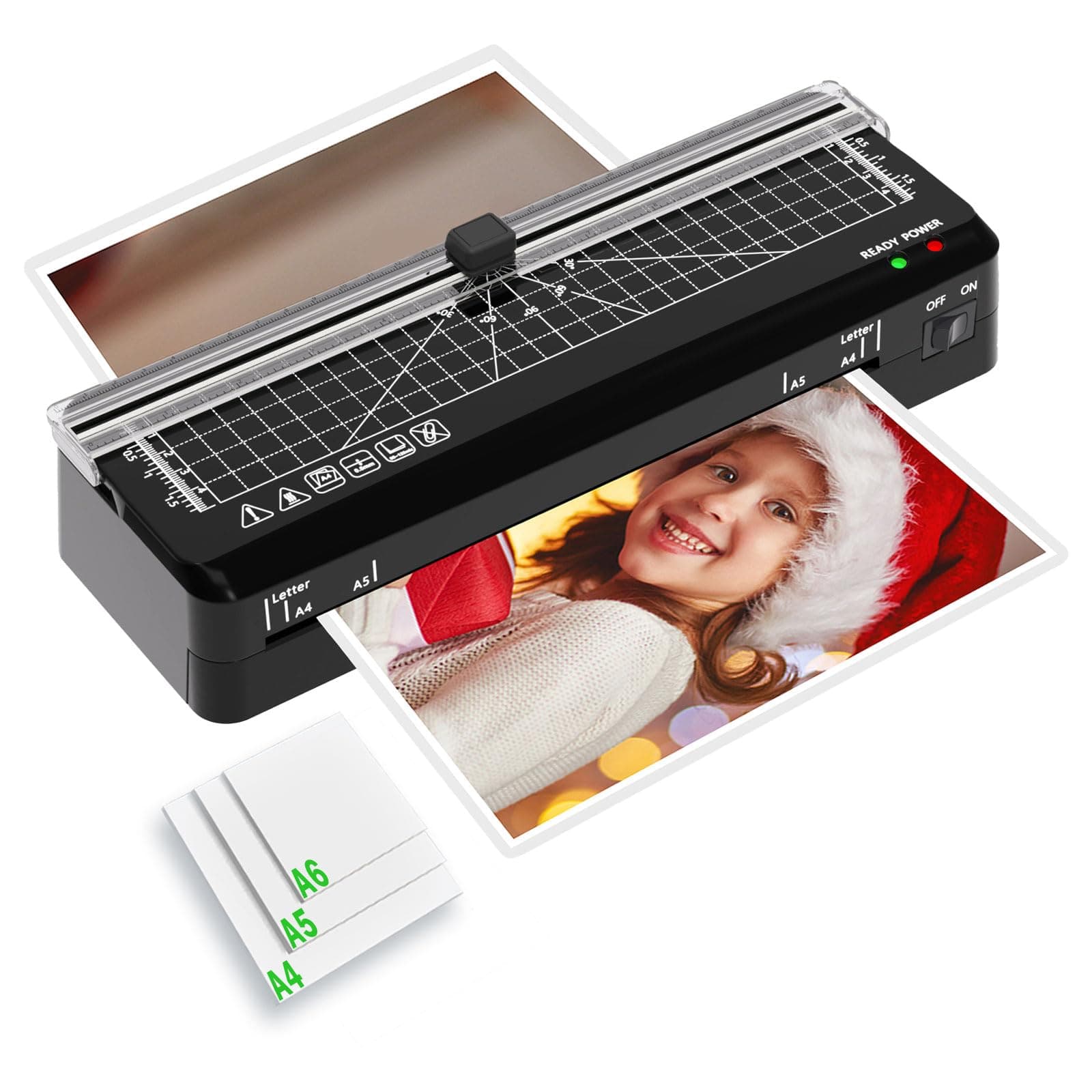 Plastifieuse thermique A4 réchauffement rapide, coupe-papier intégré, portable pour maison bureau ecole