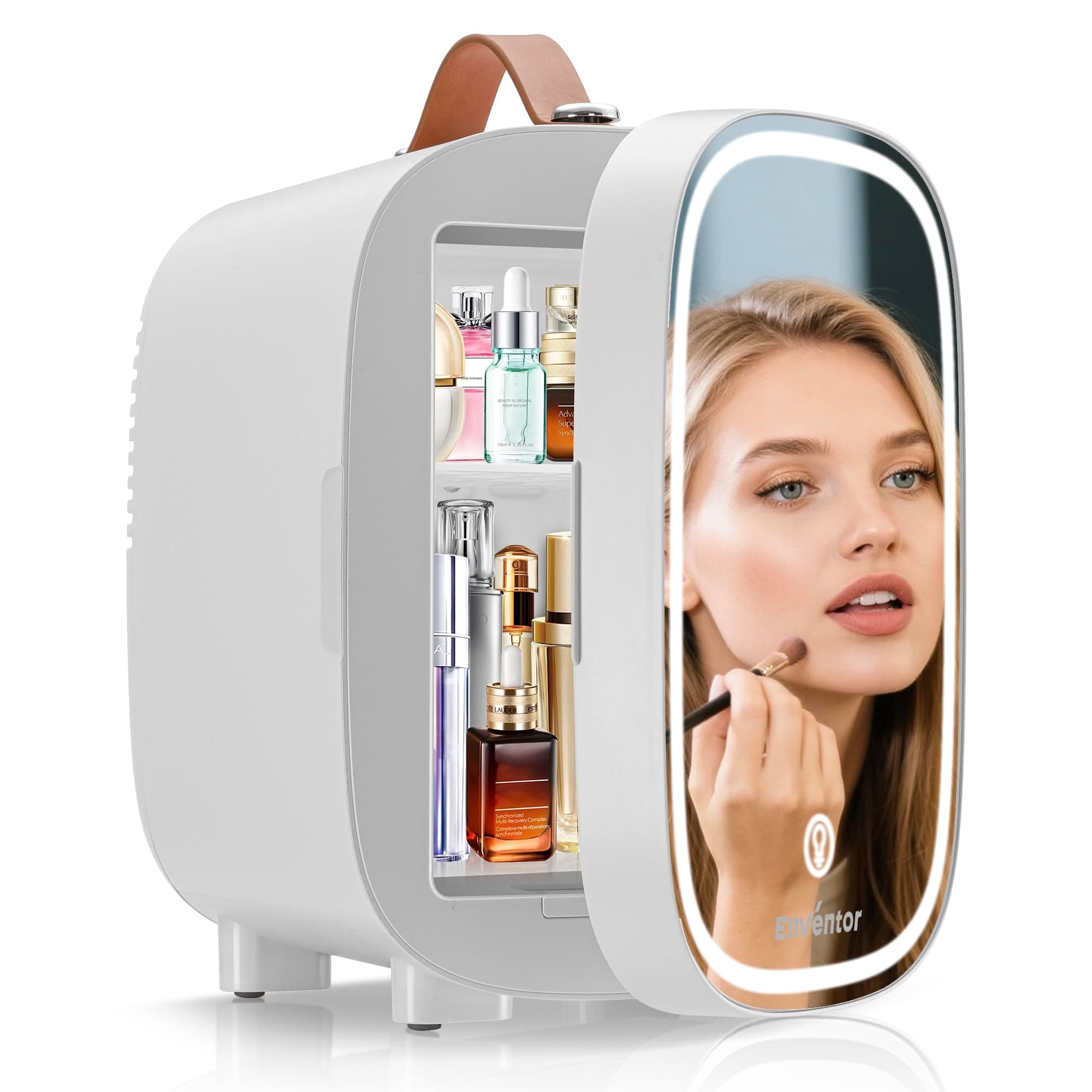 Enventor Mini Frigo 4L/6 canettes pour chambres cosmétiques chauffant et rafraîchissant chaud et froid LED miniature
