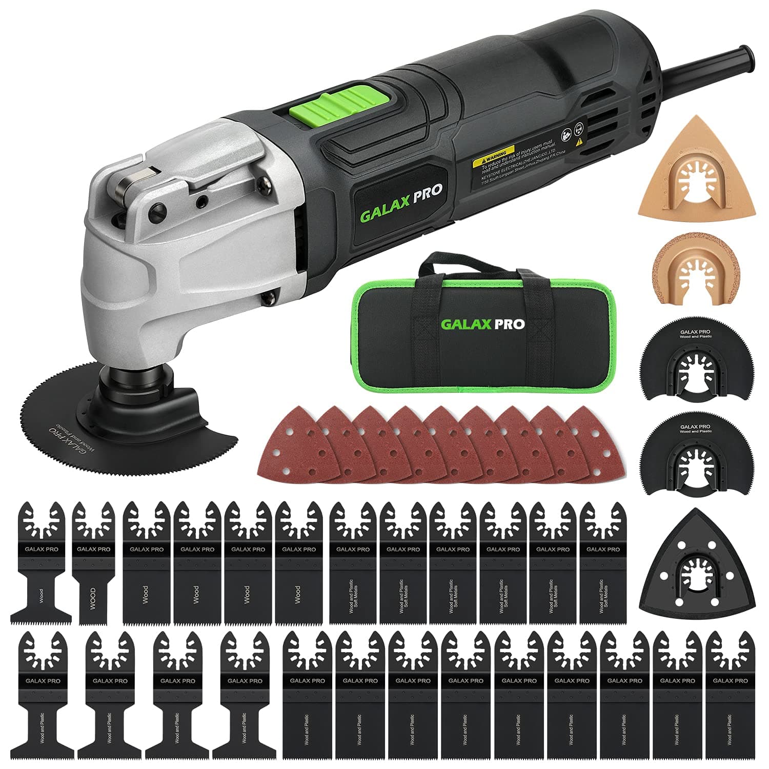 GALAX PRO Outils oscillants 6 vitesses variables 15000-22000RPM multifonctionnuel 39 pièces accessoires lame multifoncti