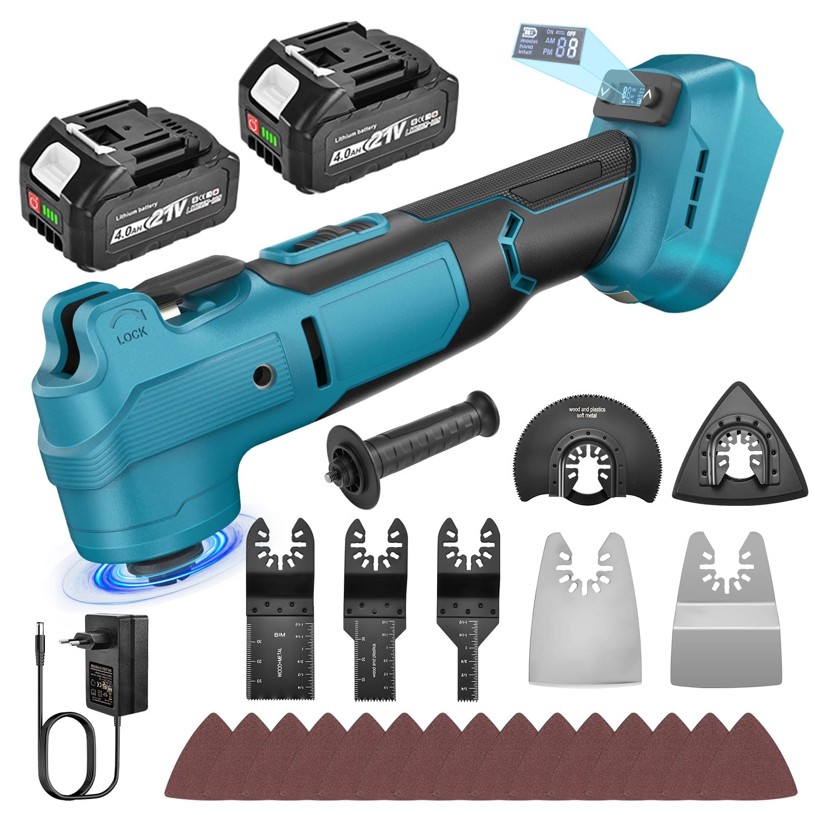 Outil multifonction oscillant sans fil Yofuly Makk-ita 18V - 2 batteries 4 Ah, 2025 Nouveau Scie oscillante faible vibra